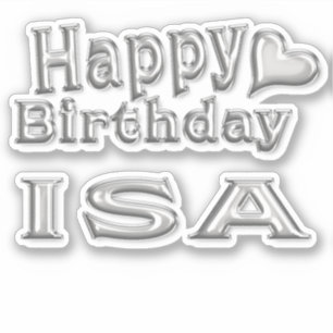 Isa Happy Birthday silver Aufkleber Sticker