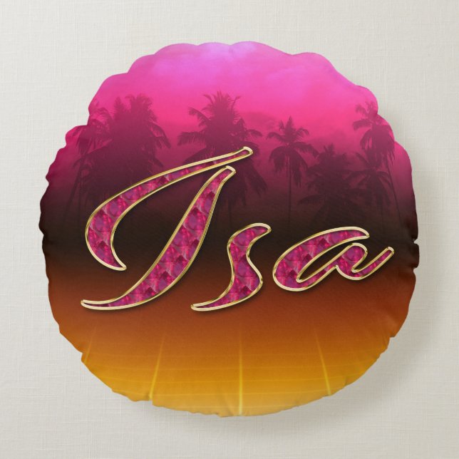 Isa Vorname Name golden pink Kissen (Vorderseite)