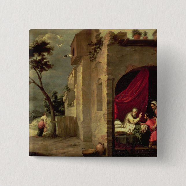 Isaac, der Jakob segnet Button (Vorderseite)