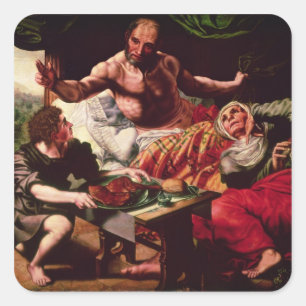 Isaac, der Jakob segnet Quadratischer Aufkleber