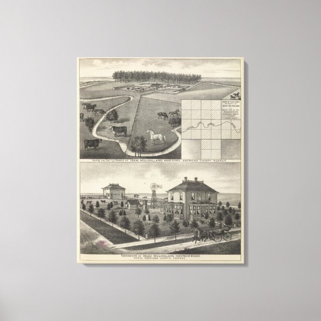 Isaac Mulholland Ranch and Residence, Kansas Leinwanddruck (Vorderseite)