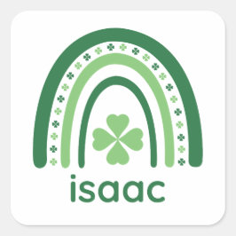 Isaac Name Clover Boho Rainbow Quadratischer Aufkleber