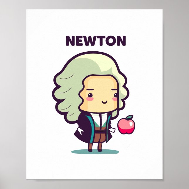 Isaac Newton Kawaii Style Poster (Vorne)
