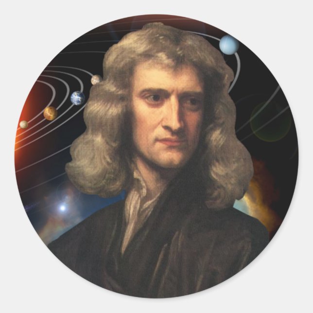 Isaac Newton Runder Aufkleber (Vorderseite)