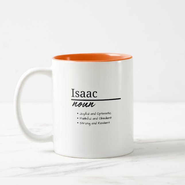Isaac, Personalisierte Bezeichnung für Junge Zweifarbige Tasse (Links)