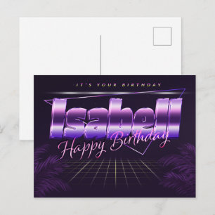 Isabell Name Vorname lila Postkarte Geburtstag
