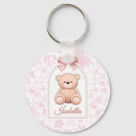 Isabella | Benutzerdefiniertes rosa Teddy-Bär-Kind Schlüsselanhänger