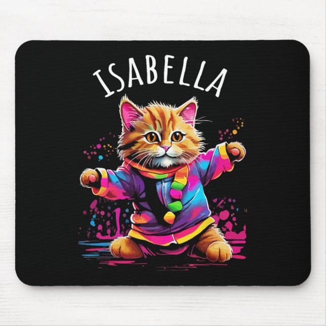 Isabella Colorful Dancing Cat Design für Mädchen N Mousepad (Vorne)