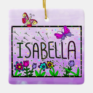 Isabella - Der Name Isabella Whimsical Zeichnend Keramikornament