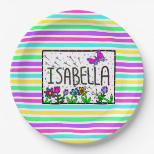Isabella - Der Name Isabella Whimsical Zeichnend Pappteller