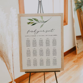 ISABELLA Elegant Boho Greenery Table Seating Chart Poster
