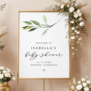 ISABELLA Elegant Greenerity Baby Dusche Willkommen Poster
