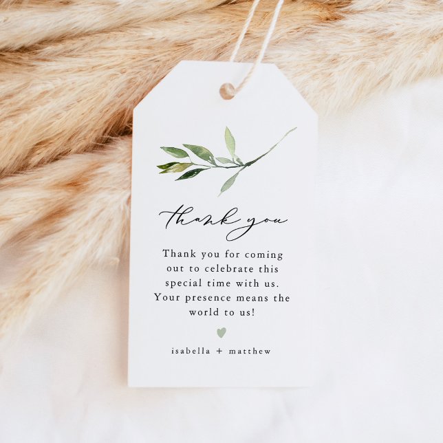 ISABELLA Elegant Greenery Leaf Boho Vielen Dank Geschenkanhänger (Von Creator hochgeladen)