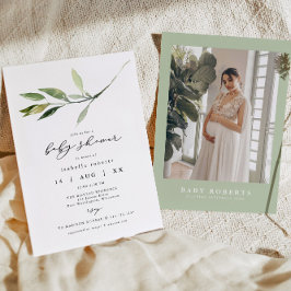 ISABELLA Elegant Minimalistisch Greenery Baby Dusc Einladung