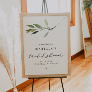 ISABELLA Elegante Grüne Hochzeitsdusche Willkommen Poster