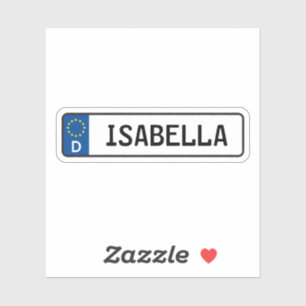Isabella German Car License Plate Aufkleber