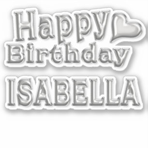 Isabella Happy Birthday silver Aufkleber Sticker