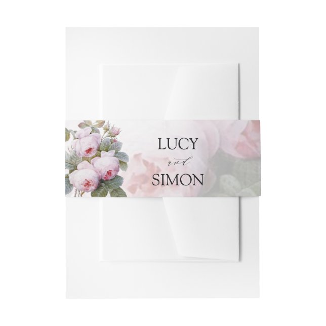 Isabella II, Vintage Rose Einladung Bauchband Einladungsbanderole (Vorderseite Beispiel)