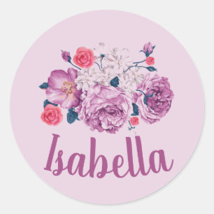 Isabella Name Floral Custom Vintag Blume Girl Runder Aufkleber