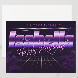 Isabella Name Vorname lila retro Karte Geburtstag