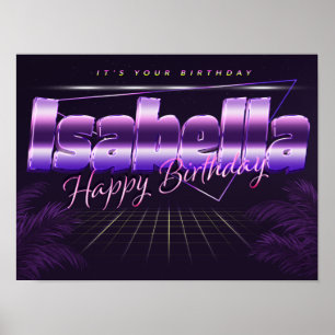 Isabella Name Vorname lila retro Pfingster Geburts Poster
