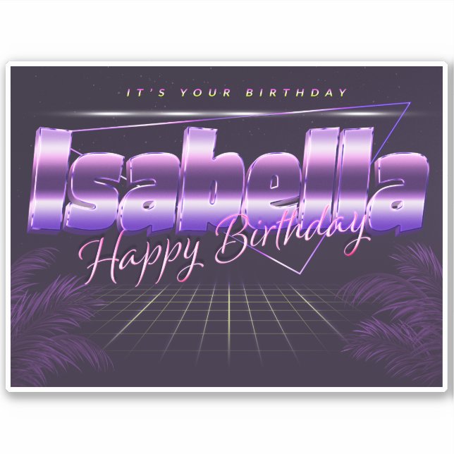 Isabella Name Vorname retro Sticker Geburtstag (Vorderseite)