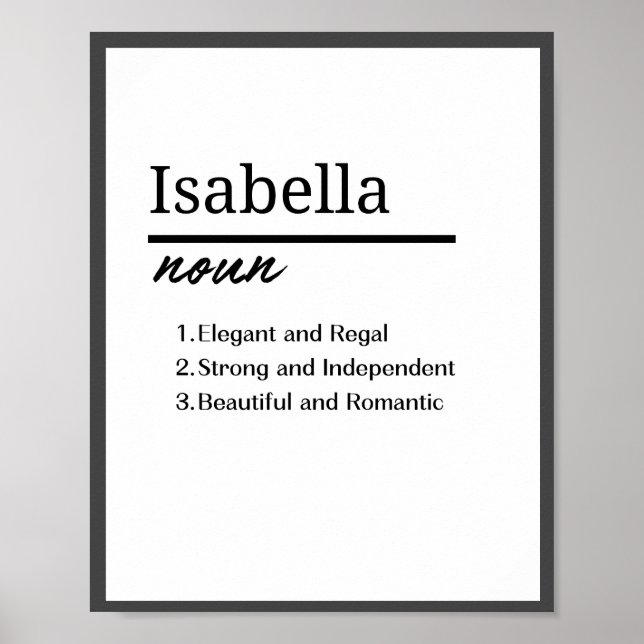 Isabella, Personalisierte Mädchenbezeichnung Defin Poster (Vorne)