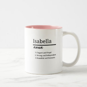 Isabella, Personalisierte Mädchenbezeichnung Defin Zweifarbige Tasse