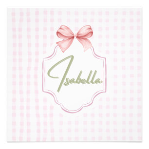 Isabella Personalisierte Rosa Schleife & Gingham D Fotodruck