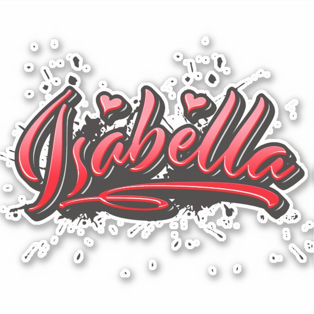 Isabella red Heart Graffiti Aufkleber Sticker (Vorderseite)