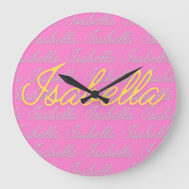 Isabella Signature Name Pattern Große Wanduhr (Vorderseite)