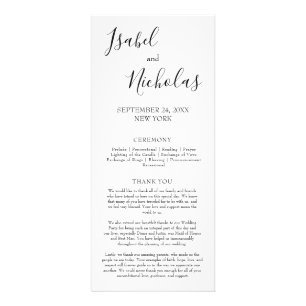 Isabella Simple Modern Calligraphy Wedding Program Werbekarte