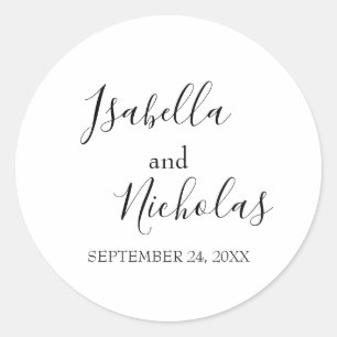 Isabella Simple Modern Calligraphy Wedding Runder Aufkleber