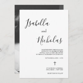 Isabella Simple Modern Script katholische Hochzeit Einladung