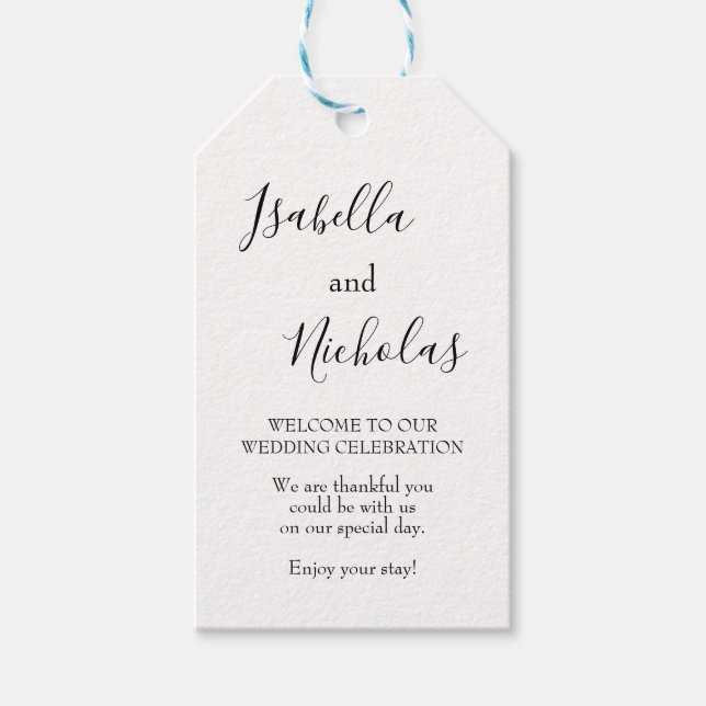 Isabella Simple Modern Welcome Wedding Geschenkanhänger (Vorderseite)