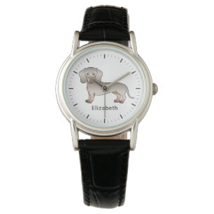 Isabella und Tan Kurzhaar Dachshund Hund und Name Armbanduhr