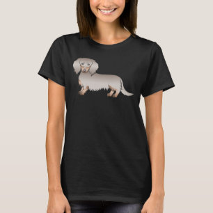 Isabella und Tan Langhaar-Dachshund-Cartoon-Hund T-Shirt