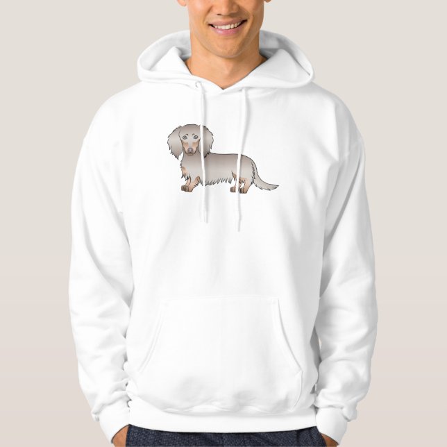 Isabella und Tan Long Hair Dackel Cartoon Dog Hoodie (Vorderseite)