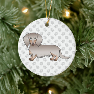 Isabella und Tan Long Hair Dackel Cartoon Dog Keramik Ornament