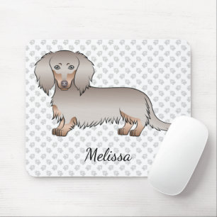 Isabella und Tan Long Hair Dackel Hund & Name Mousepad