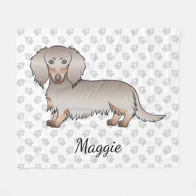 Isabella und Tan Long Hair Dackel Hund & Paws Fleecedecke (Vorderseite (Horizontal))