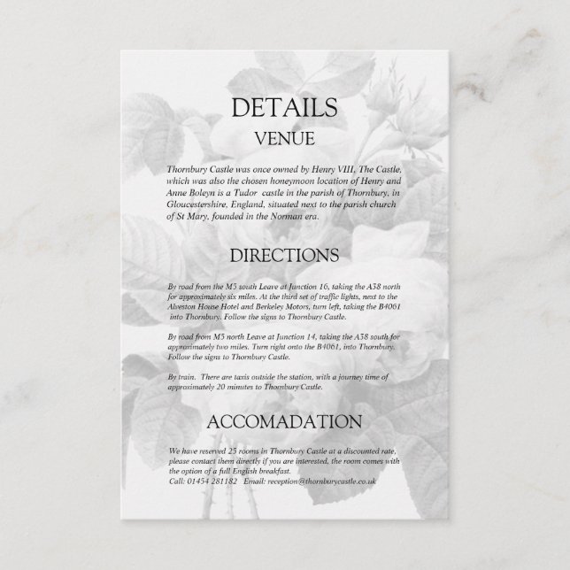 Isabella Vintage Rose Hochzeit Gästekarte Begleitkarte (Vorderseite)