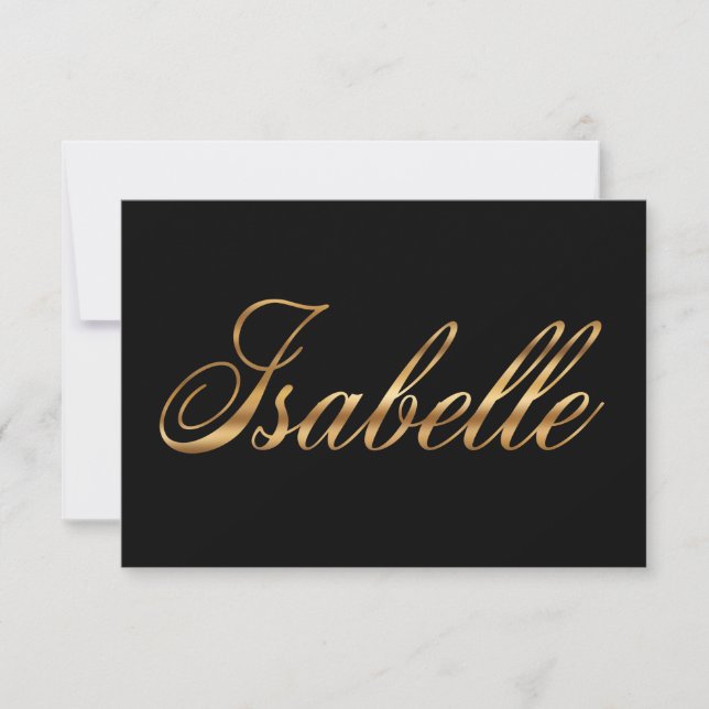 Isabelle gold Design Lettering Karte (Vorderseite)