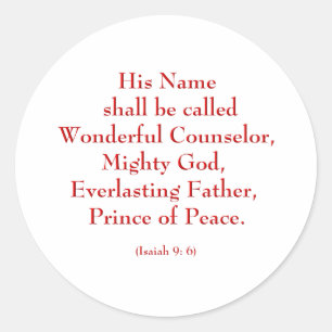 Isaiah9: 6b "sein Name wird Wonderful. genannt. " Runder Aufkleber