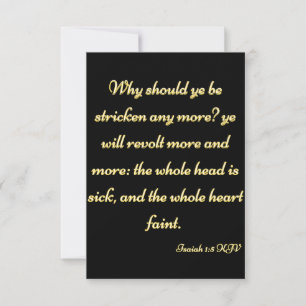Isaiah 1:5 KJV Bible Scripting Grußkarte Karte