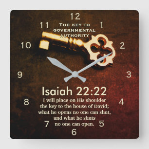 Isaiah 22:22 Schlüssel zum House of David Bible Ve Quadratische Wanduhr