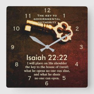 Isaiah 22:22 Schlüssel zum House of David Bible Ve Quadratische Wanduhr