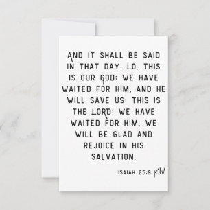 Isaiah 25:9 KJV Bible Verse Flat Greeting Card Karte