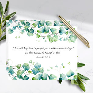 Isaiah 26:3 Englische birmanische Ivy White Note C Mitteilungskarte