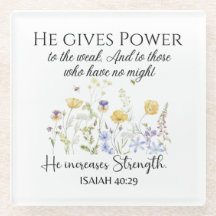 Isaiah 40:29 Er gibt Power Wildblumen Schrift